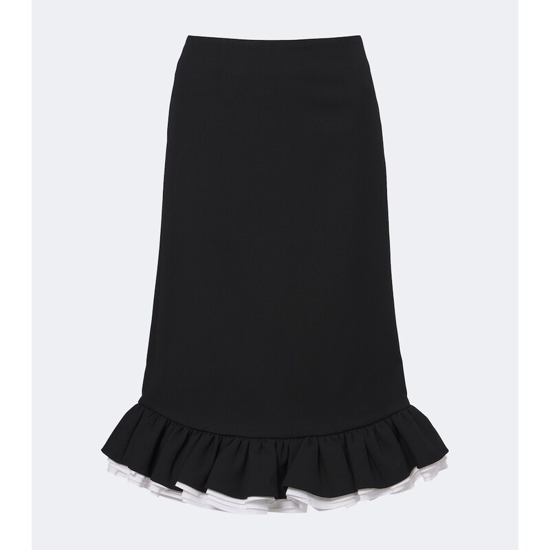 Shushu/Tong Ruffled wool and silk midi skirt