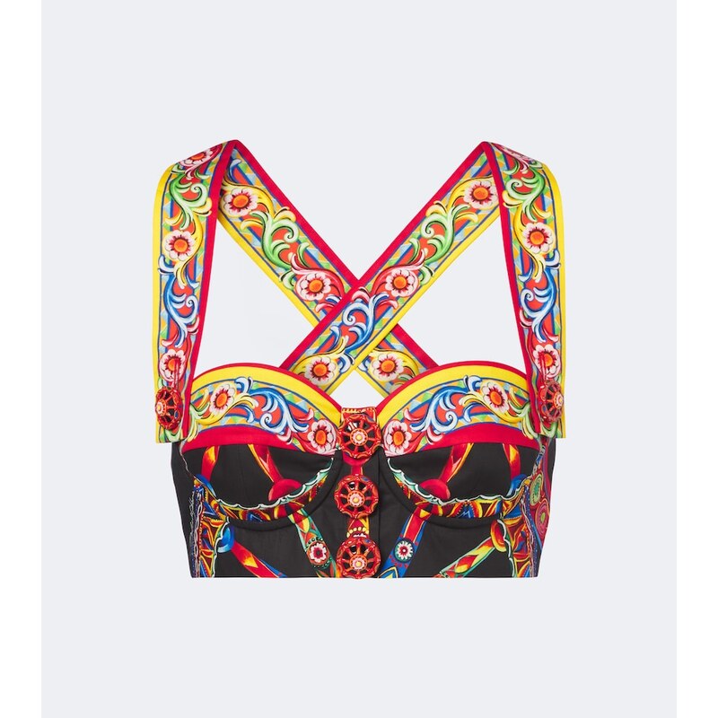 Dolce&Gabbana Carretto cotton poplin crop top