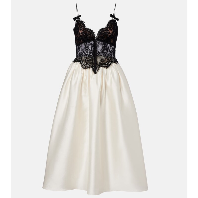 Self-Portrait Taffeta and lace midi dress