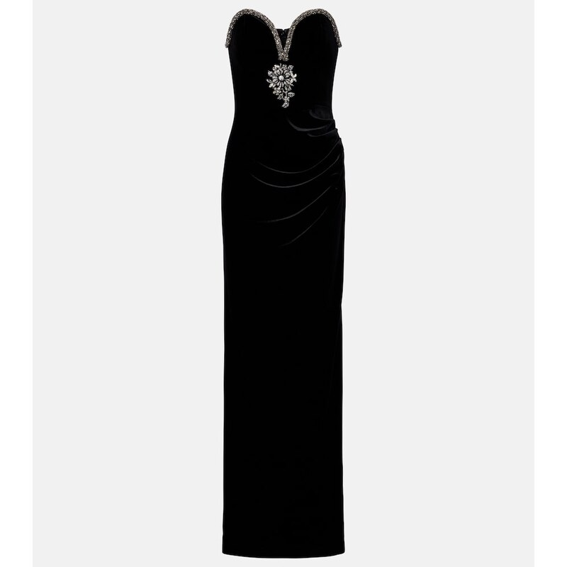 Self-Portrait Embellished velvet gown