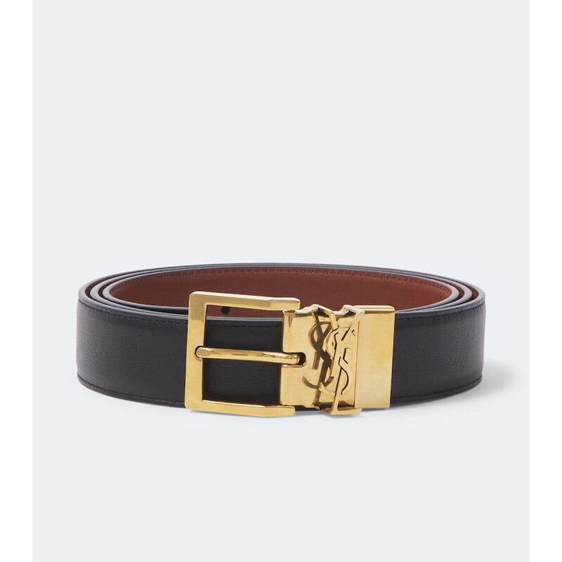 Saint Laurent Cassandre reversible leather belt