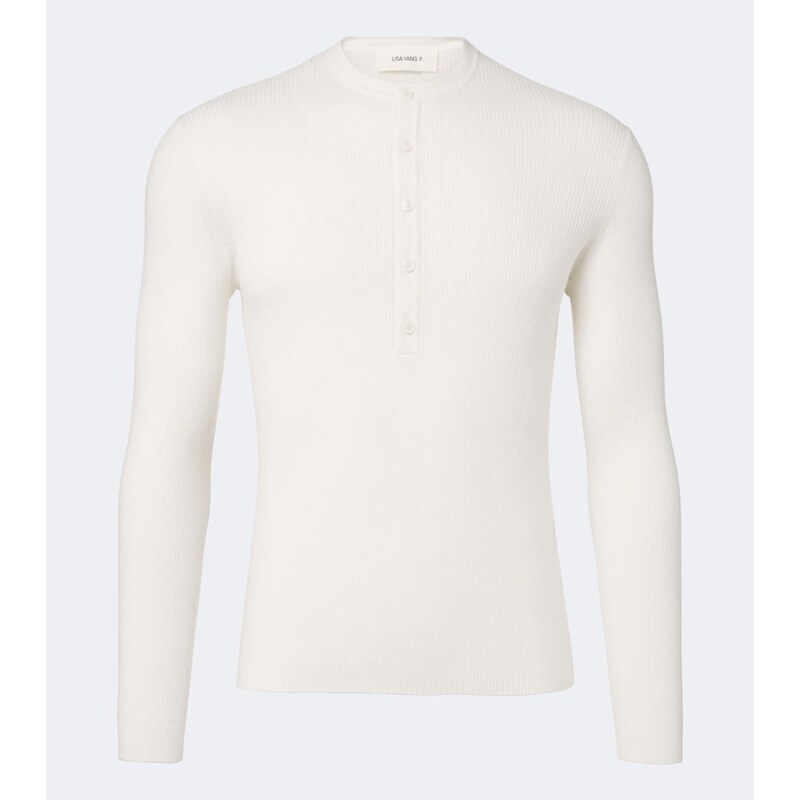 Lisa Yang Falk cotton and cashmere Henley shirt