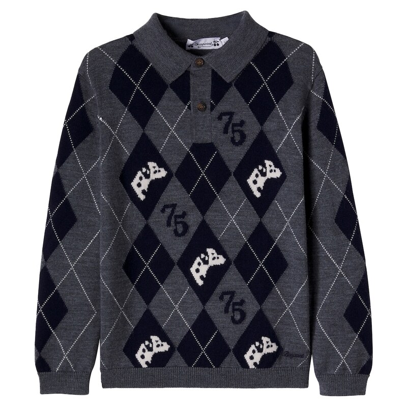 Bonpoint Morgan argyle wool polo sweater