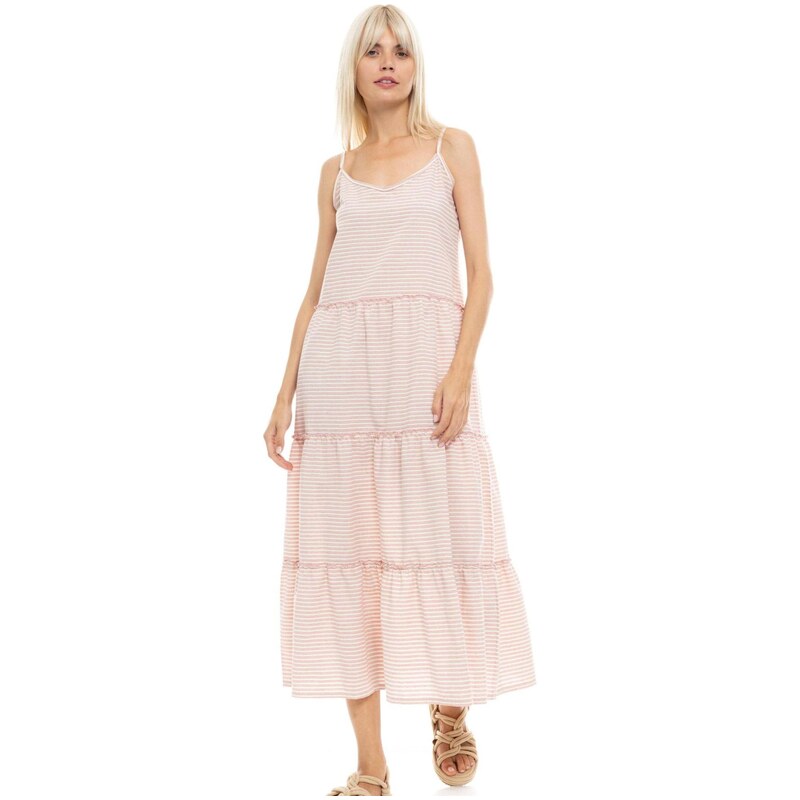 Pink Label Letní šaty BEACHWEAR PETIT STRIPE meruňková