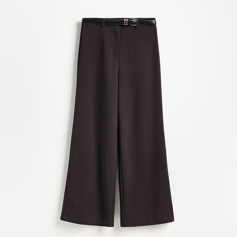 Reserved - LADIES` TROUSERS & BELT - tmavě hnědá