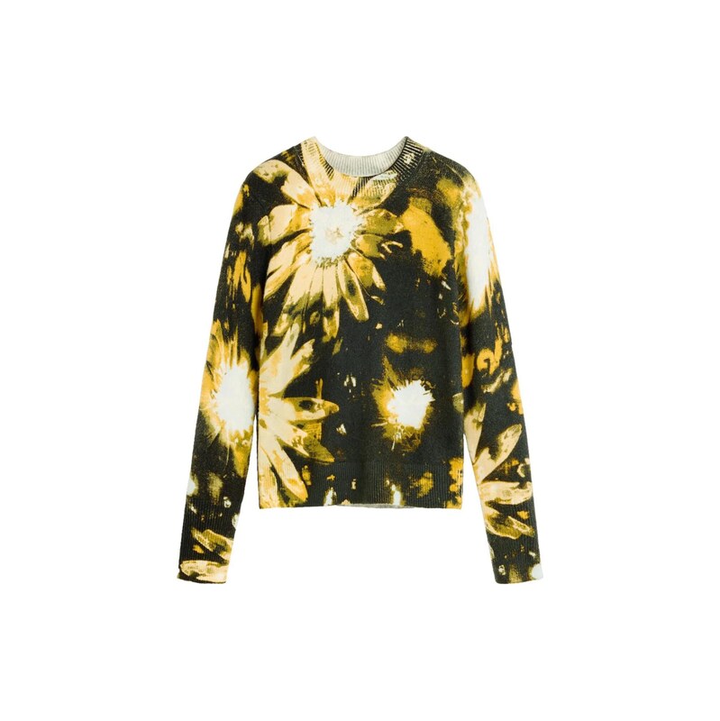 Desigual Svetr citronově žlutá / světle žlutá / černá