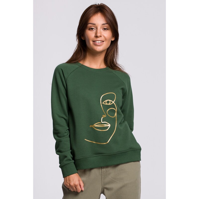 BeWear Womans Pullover top with a print in the front - grass