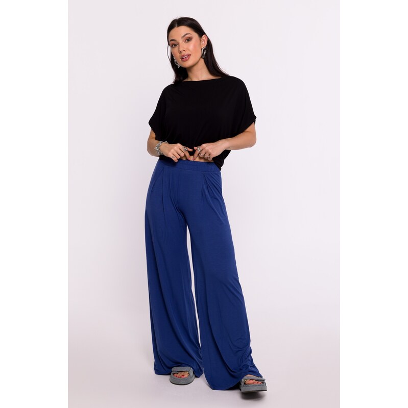 BeWear Womans Viscose trousers with elasticated waistband - blue