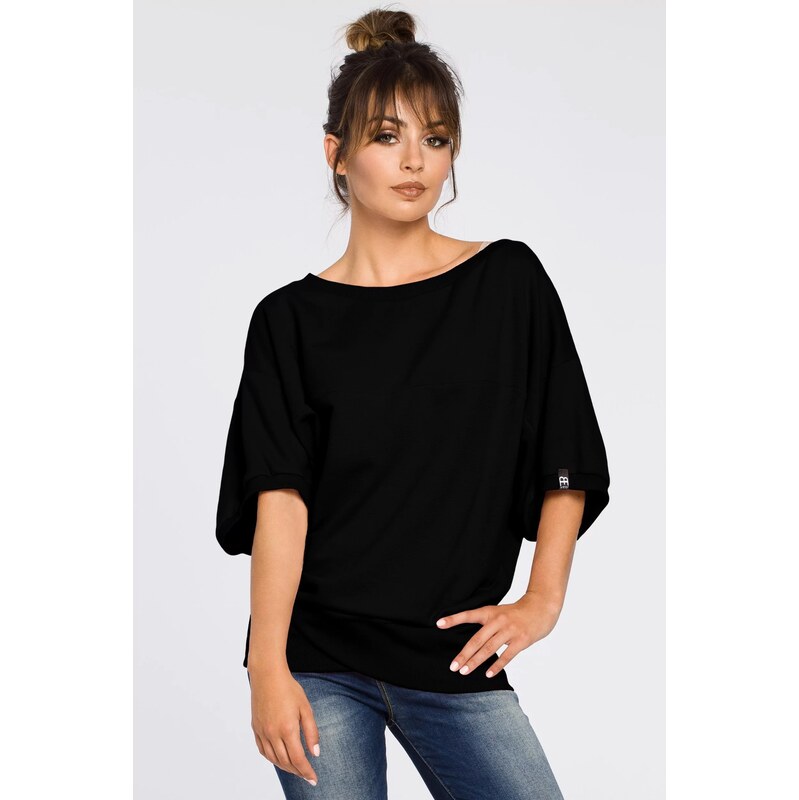 BeWear Womans Oversized blouse with a wrap detail - black