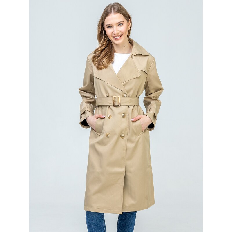 PERSO Womans Tasteful double-breasted womens trench coat