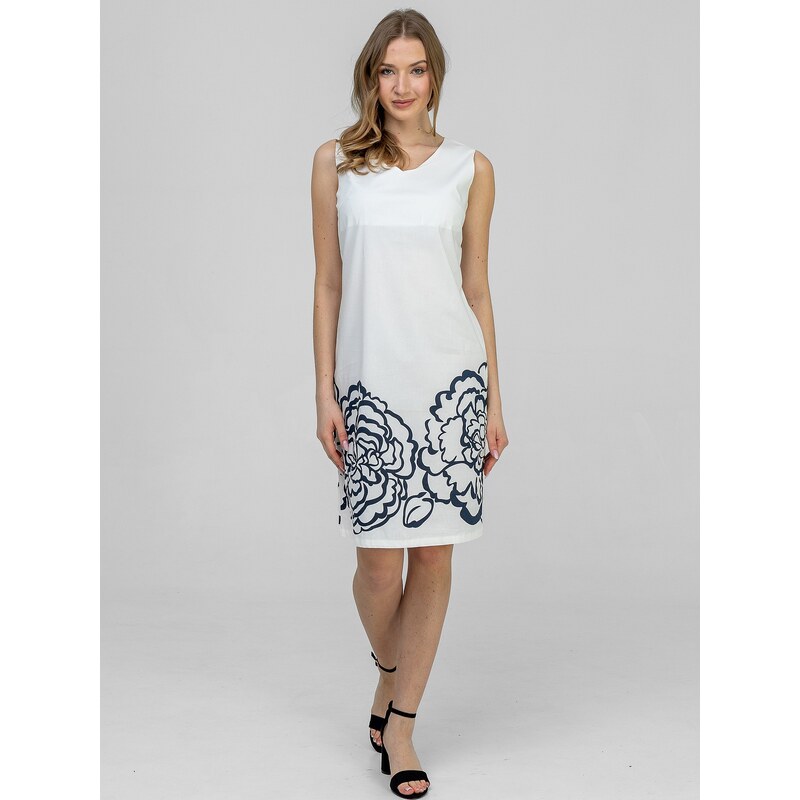PERSO Womans Womens cotton dress with a V-neck and print