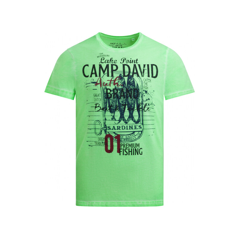 CAMP DAVID Tričko barvene olejem s potiskem značky