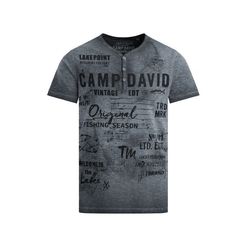 CAMP DAVID Henley tričko barevne olejem s potiskem