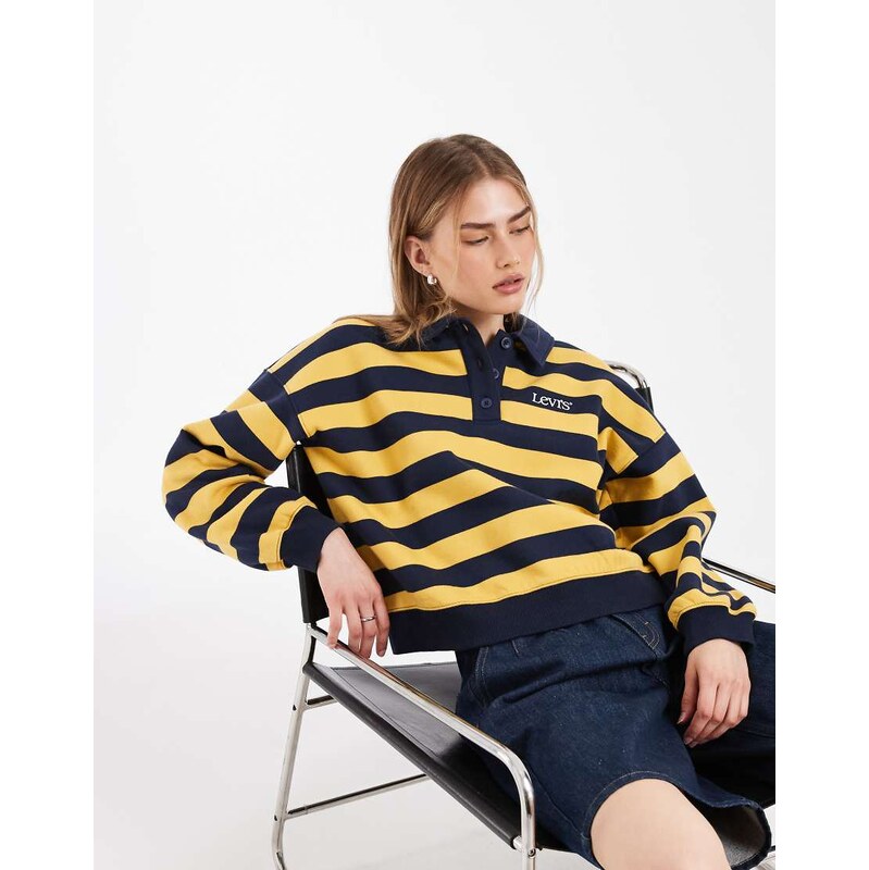Levis vintage striped polo neck in yellow-Blue