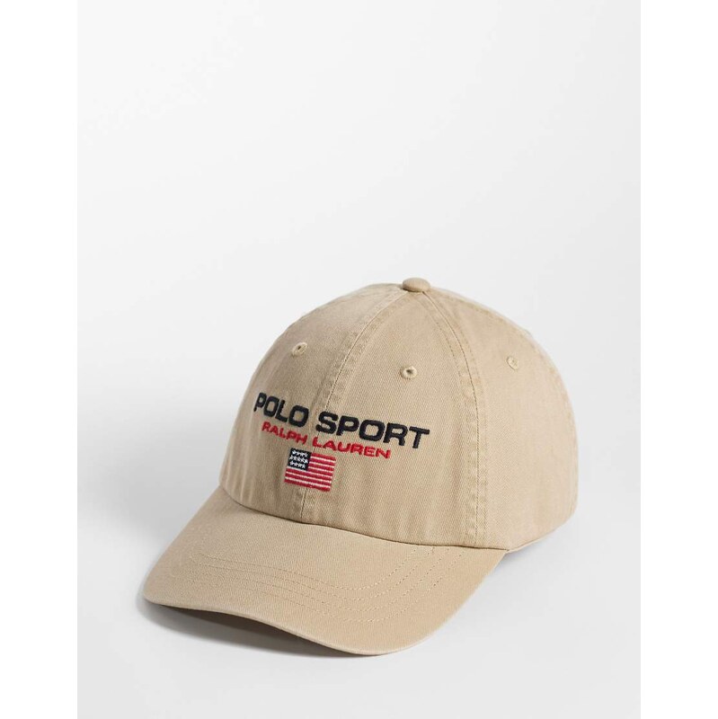 Polo Ralph Lauren Sports flag logo baseball cap in khaki-Green