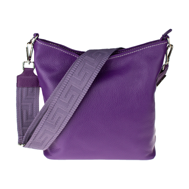 Fialová kožená italská crossbody kabelka Amalia Viola I