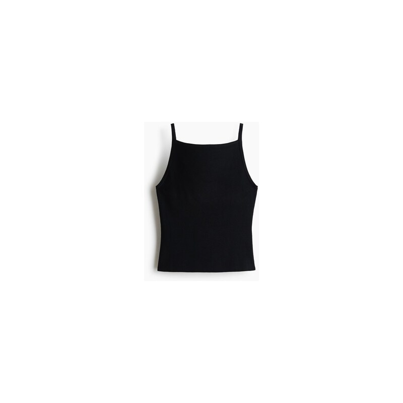 H&M - Rib-knit strappy top - Black