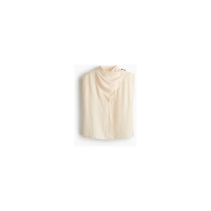 H&M - Top ze směsi lyocelus kříženým detailem - Světle Béžová