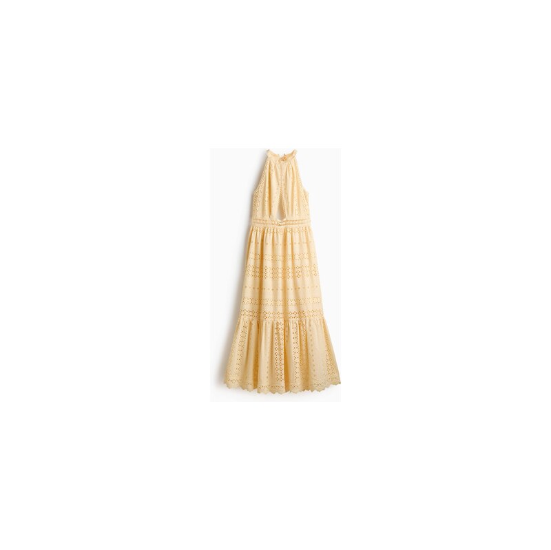 H&M - Šatys madeirou as průstřihem - Light Yellow