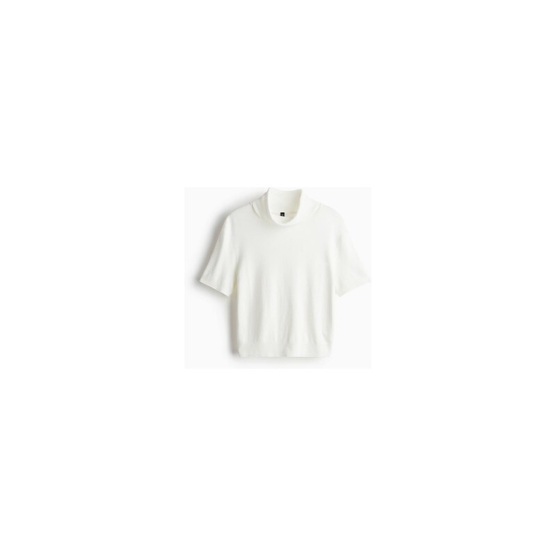 H&M - Top z jemného úpletus rolákem - Krémová