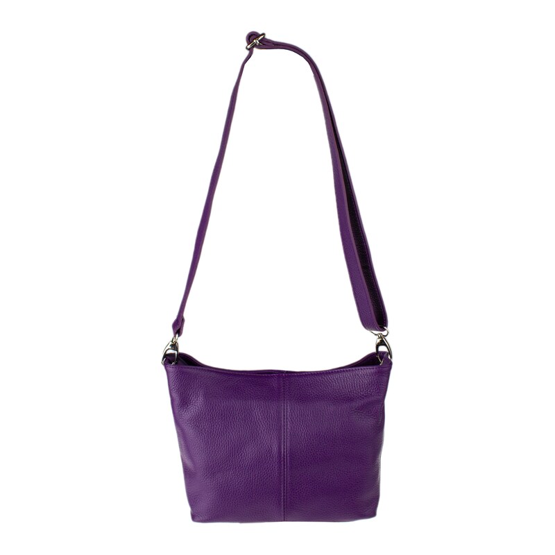 Fialová kožená italská crossbody kabelka Batilda Viola