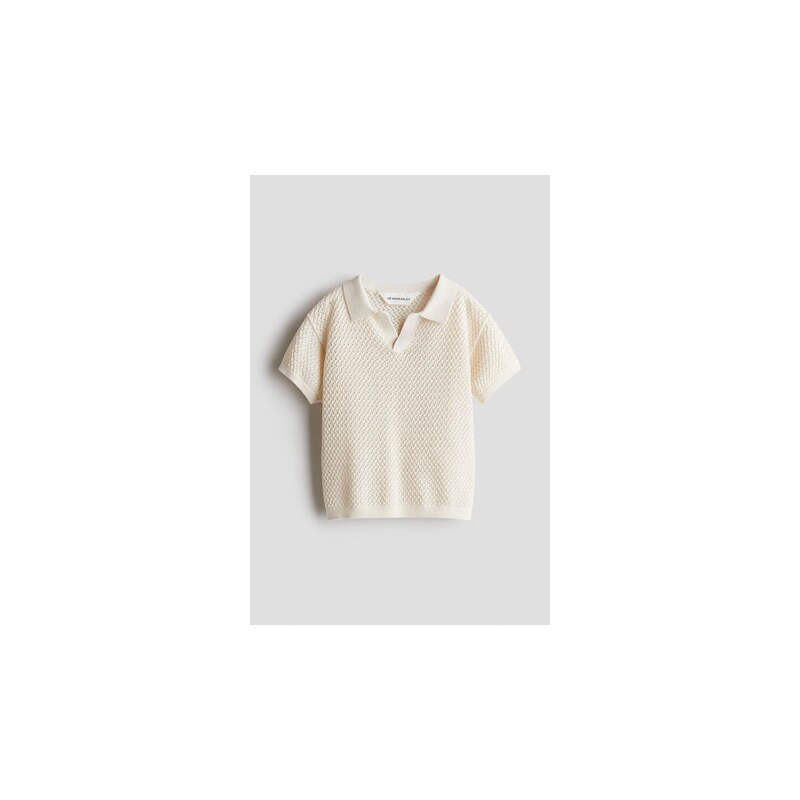 H&M - Tops límečkem z úpletus texturou - Béžová
