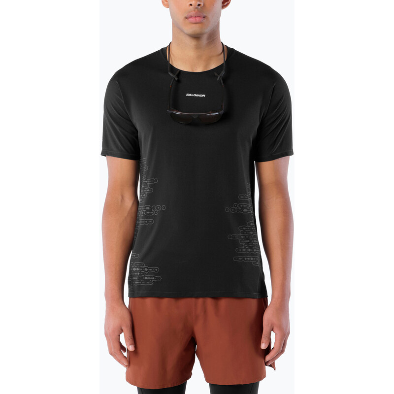 Pánské běžecké tričko Salomon Sense Aero GFX Tee SS deep black