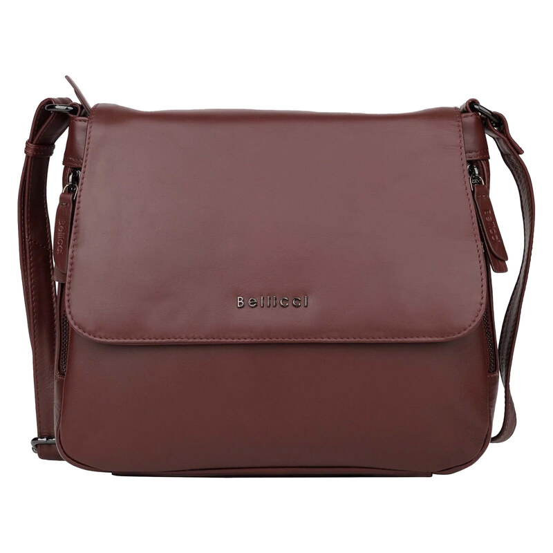 Dámská kožená crossbody kabelka Bellicci Silva - vínová