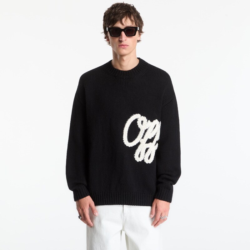 Svetr Off-White Script Shared Logo Emb Knit Crewneck UNISEX