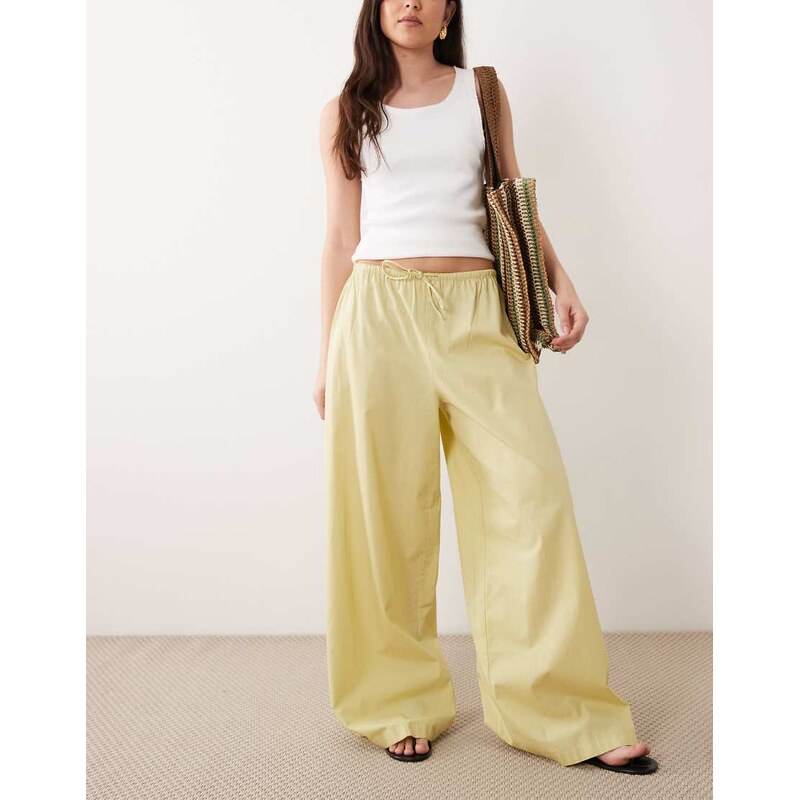 Wednesdays Girl Wednesdays Girl tie detail wide leg trouser in