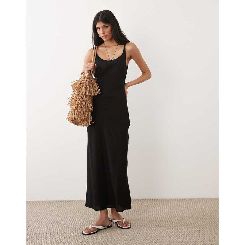 ASOS DESIGN scoop neck maxi column dress in black