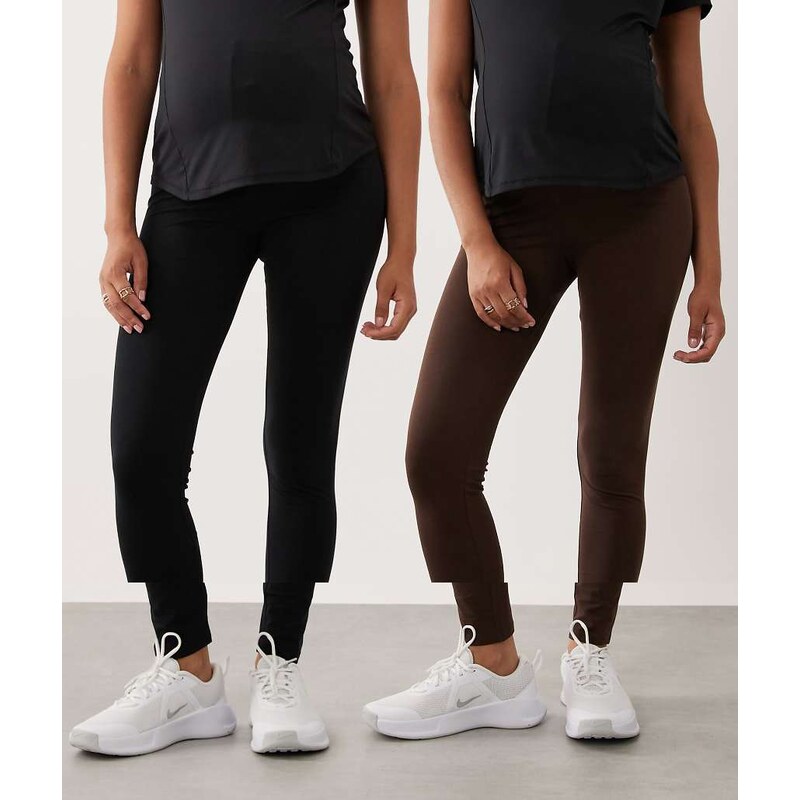 Mama.licious Mamalicious Maternity cotton 2 pack legging in