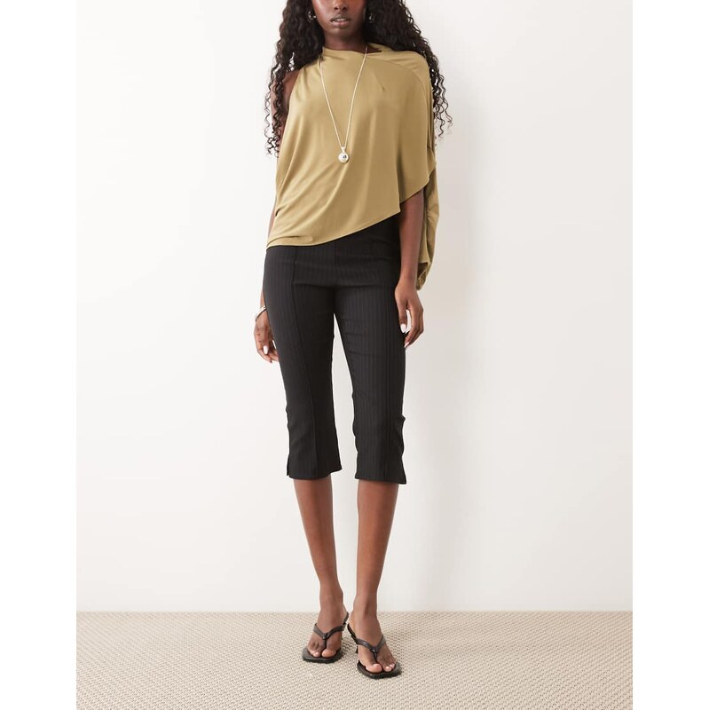 ASOS DESIGN bengaline side split capri pant in chocolate