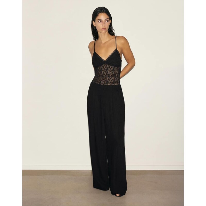 Pull&Bear Elasticated waist smart trousers in black