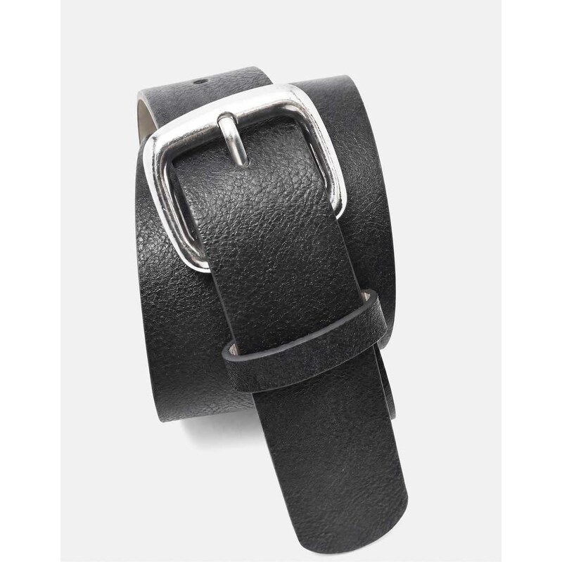 Pull&Bear Square buckle belt in black