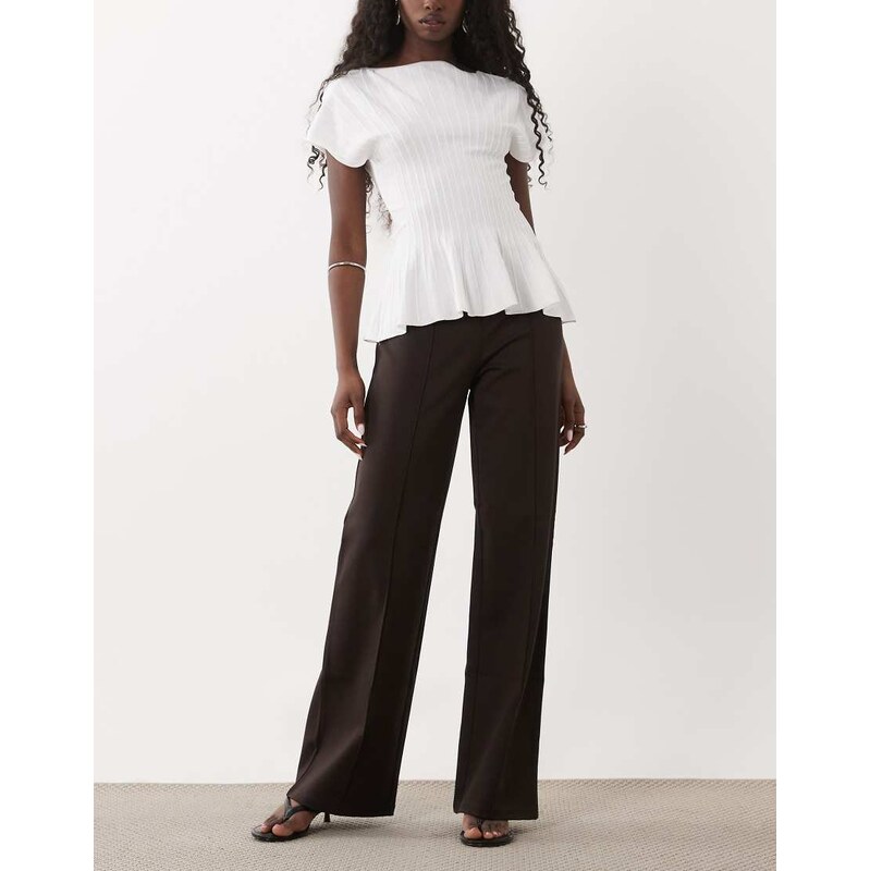 Mango seam front straight trouser in brown
