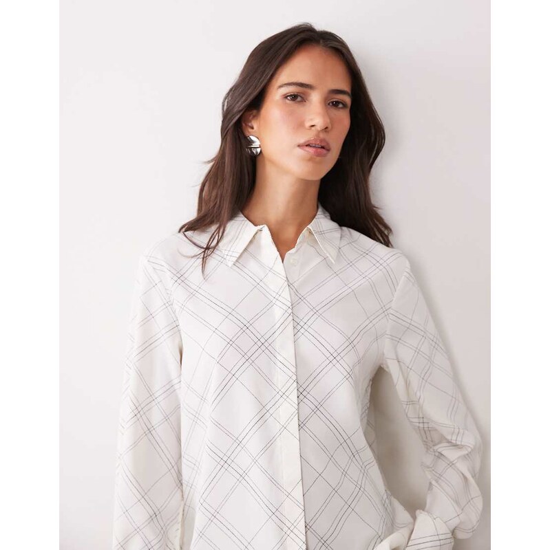 Mango classic shirt in check print-Neutral