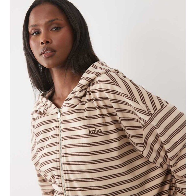 Kaiia jersey fleece oversized zip through fleece hoodie co-ord