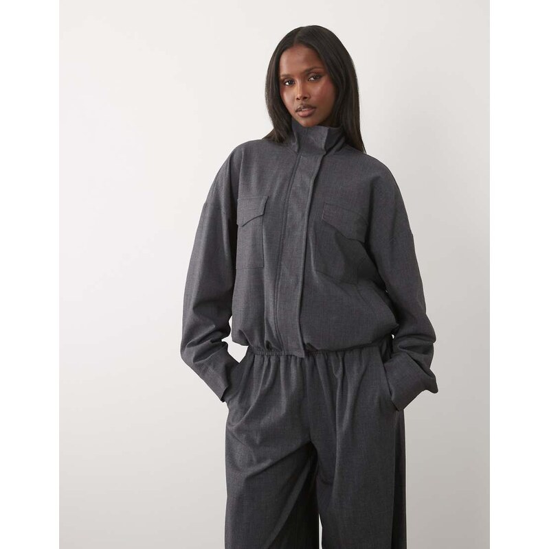 Kaiia exclusive funnel neck pocket detail cinched waist tactical