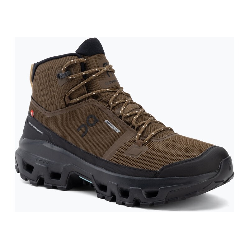 Pánské turistické boty On Cloudrock Mid Waterproof earth/black