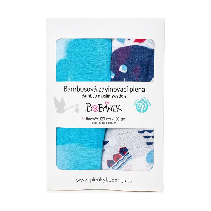Bobánek Bambusové zavinovací pleny Duo Pack - U moře 120 x120 cm