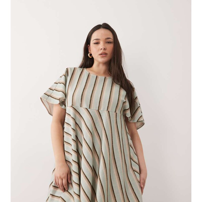 ASOS Curve ASOS DESIGN Curve smock t-shirt mini dress in blue