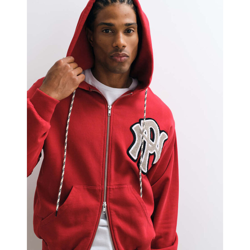 No Problemo 100% cotton zip through varsity style hoodie with