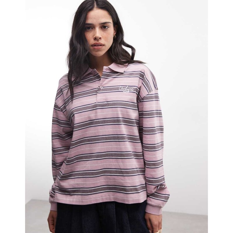 Carhartt WIP Bronson long sleeve polo in pink stripe