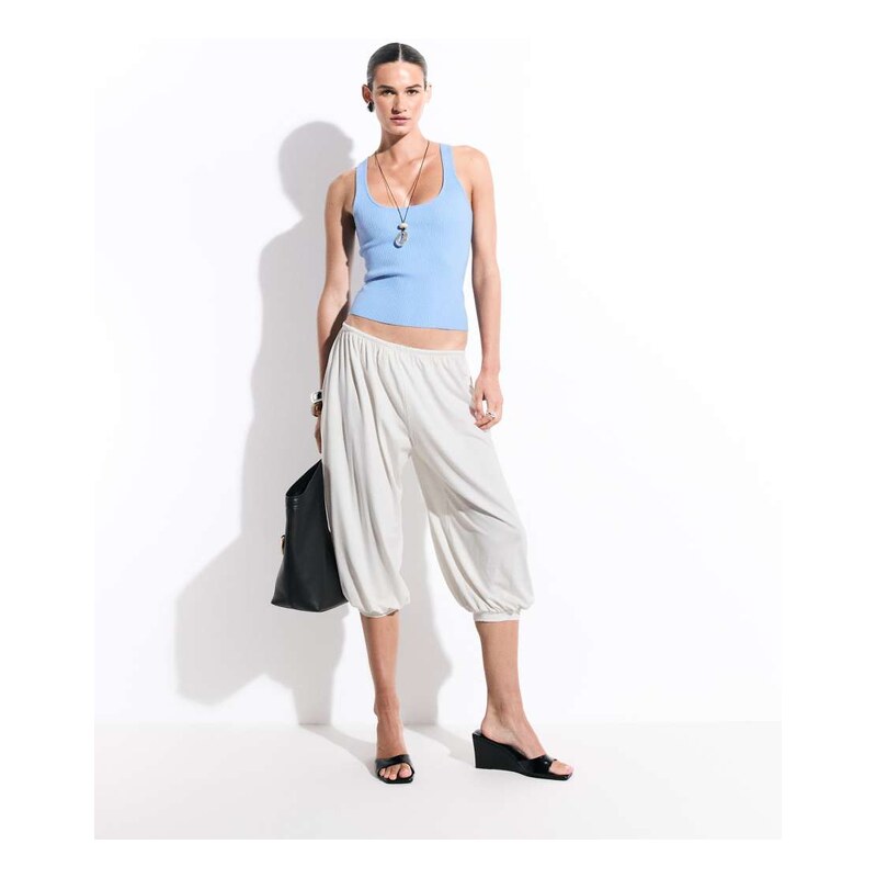 Weekday balloon fit bloomer trousers in off-white