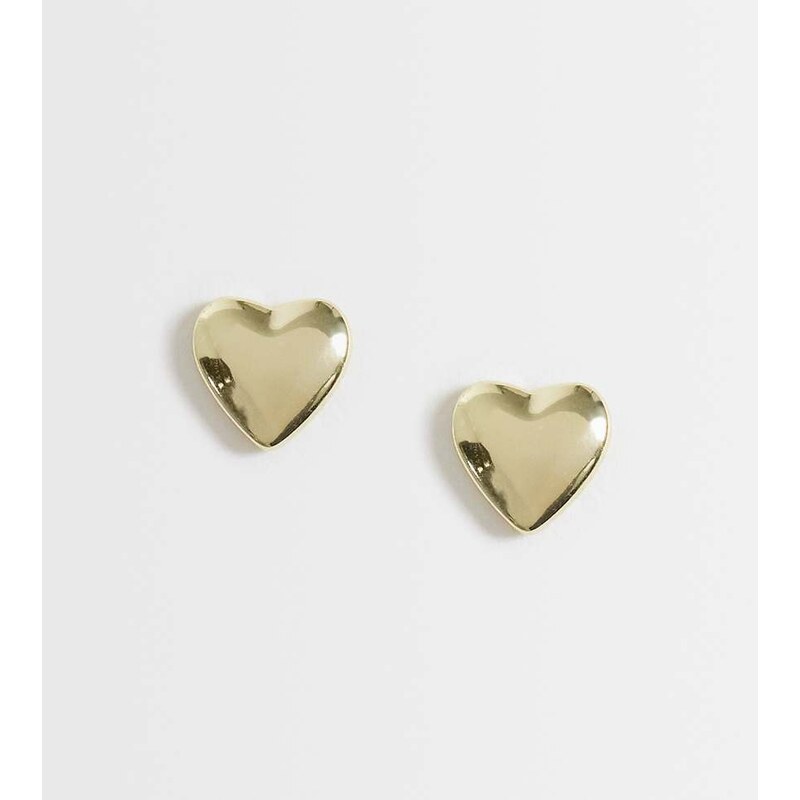 Kingsley Ryan large flat heart stud in 14ct gold plated brass