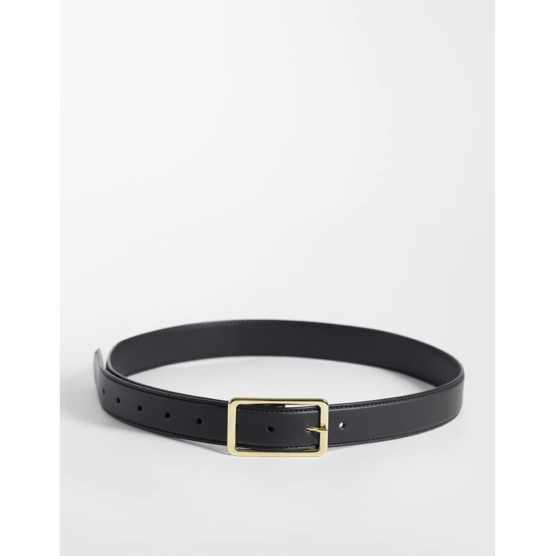 ASOS DESIGN square buckle waist and hip belt in black