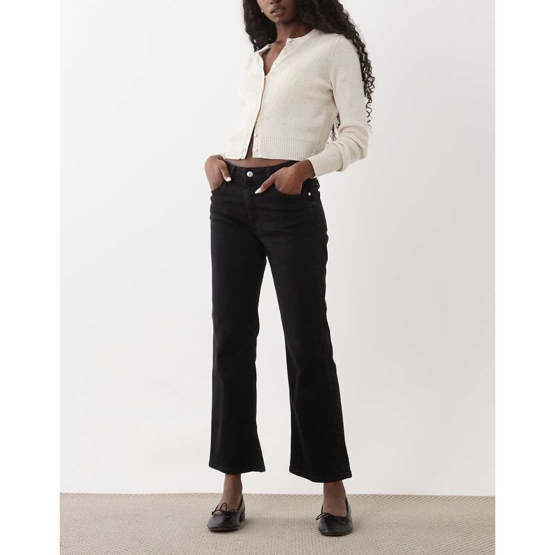 Mango Sienna 100% cotton kickflare jean in black