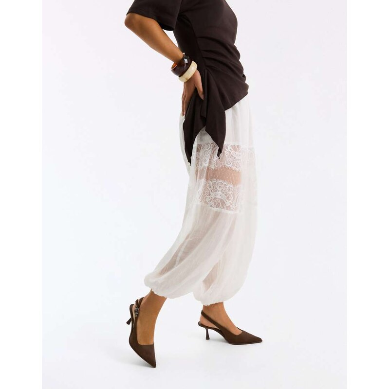 Bershka Kitten heel slingback shoes in brown