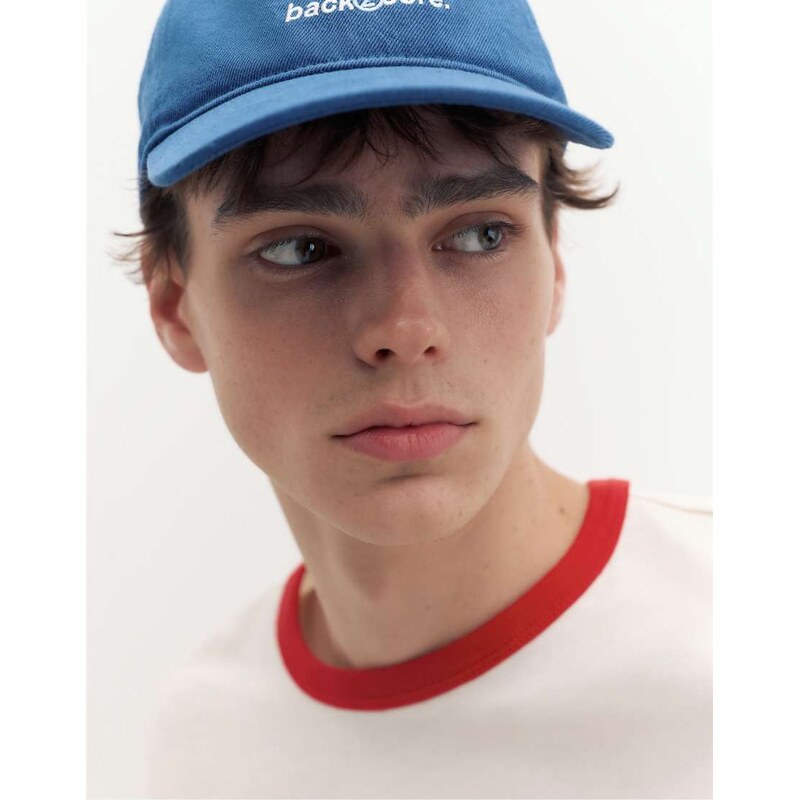Pull&Bear Stwd embroidered cap in blue